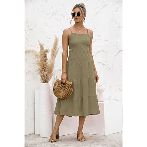 Women's Strap Dress Knee Length Dress ArmyGreen Yellow grid Black plaid Rose Red Check Black Red Apricot Sleeveless Solid Color Summer Casual 2021 S M L XL
Women's Strap Dress Knee Length Dress ArmyGreen Yellow grid Black plaid Rose Red Check Black Red Apricot Sleeveless Solid Color Summer Casual 2021 S M L XL