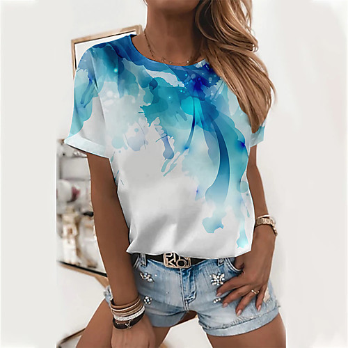 Women's Abstract Geometric Painting T shirt Color Block Tie Dye Print Round Neck Basic Tops Blue Green Royal Blue
Women's Abstract Geometric Painting T shirt Color Block Tie Dye Print Round Neck Basic Tops Blue Green Royal Blue