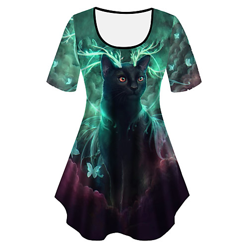 Women's Plus Size Tops T shirt Cat Graphic Animal Print Short Sleeve Crewneck Basic Green Big Size XL XXL 3XL 4XL 5XL / Holiday
Women's Plus Size Tops T shirt Cat Graphic Animal Print Short Sleeve Crewneck Basic Green Big Size XL XXL 3XL 4XL 5XL / Holiday