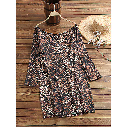 Women's Leopard Graphic Prints Long Sleeve Print Off Shoulder Basic Tops White Black Brown
Women's Leopard Graphic Prints Long Sleeve Print Off Shoulder Basic Tops White Black Brown