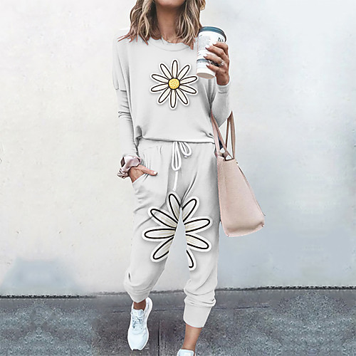 Women's Basic Streetwear Floral 3D Print Vacation Casual / Daily Two Piece Set Tracksuit T shirt Pant Loungewear Drawstring Print Tops
Women's Basic Streetwear Floral 3D Print Vacation Casual / Daily Two Piece Set Tracksuit T shirt Pant Loungewear Drawstring Print Tops