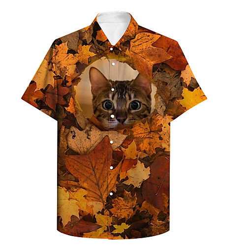 Men's Shirt 3D Print Cat Graphic Prints Leaves Plus Size 3D Print Button-Down Short Sleeve Casual Tops Casual Fashion Streetwear Breathable Brown / Sports
Men's Shirt 3D Print Cat Graphic Prints Leaves Plus Size 3D Print Button-Down Short Sleeve Casual Tops Casual Fashion Streetwear Breathable Brown / Sports