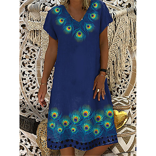 Women's A Line Dress Knee Length Dress Blue Short Sleeve Print Summer V Neck Elegant Casual 2021 S M L XL XXL 3XL 4XL 5XL
Women's A Line Dress Knee Length Dress Blue Short Sleeve Print Summer V Neck Elegant Casual 2021 S M L XL XXL 3XL 4XL 5XL