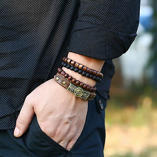 Men's Bead Bracelet Stacking Stackable Fashion Artistic Vintage Leather Bracelet Jewelry Brown For Party Evening Gift Formal Date Festival / Wood
Men's Bead Bracelet Stacking Stackable Fashion Artistic Vintage Leather Bracelet Jewelry Brown For Party Evening Gift Formal Date Festival / Wood