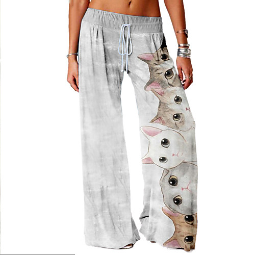Women's Basic Soft Comfort Daily Home Wide Leg Pants Cat Animal Full Length Elastic Drawstring Design Print White
Women's Basic Soft Comfort Daily Home Wide Leg Pants Cat Animal Full Length Elastic Drawstring Design Print White