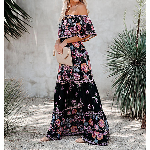 Women's Swing Dress Maxi long Dress Black background Short Sleeve Print Spring Summer Casual / Daily 2021 S M L XL XXL XXXL
Women's Swing Dress Maxi long Dress Black background Short Sleeve Print Spring Summer Casual / Daily 2021 S M L XL XXL XXXL