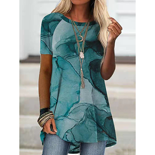 Women's T shirt Dress Color Gradient Print Round Neck Tops Basic Basic Top Blue
Women's T shirt Dress Color Gradient Print Round Neck Tops Basic Basic Top Blue