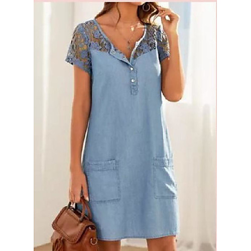 Women's A Line Dress Knee Length Dress Light Blue Navy Blue Short Sleeve Solid Color Spring Summer Casual / Daily 2021 XS S M L XL XXL XXXL
Women's A Line Dress Knee Length Dress Light Blue Navy Blue Short Sleeve Solid Color Spring Summer Casual / Daily 2021 XS S M L XL XXL XXXL