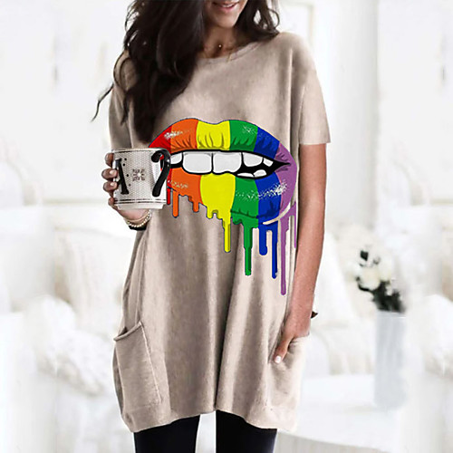 Women's T shirt Dress Graphic Mouth Round Neck Tops Basic Basic Top Black Wine Army Green
Women's T shirt Dress Graphic Mouth Round Neck Tops Basic Basic Top Black Wine Army Green