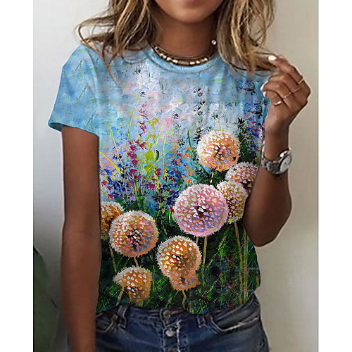 Women's Floral Theme Dandelion Painting T shirt Floral Graphic Print Round Neck Basic Tops Green
Women's Floral Theme Dandelion Painting T shirt Floral Graphic Print Round Neck Basic Tops Green