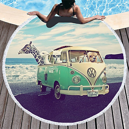 Multi Purpose Beach Towel,Superfine Fibre Round Colorful Seaside Bus Patterned Silk Scarf,Sand Free Towel, for Travel, Camping, Pool, Outdoor or Picnic
Multi Purpose Beach Towel,Superfine Fibre Round Colorful Seaside Bus Patterned Silk Scarf,Sand Free Towel, for Travel, Camping, Pool, Outdoor or Picnic
