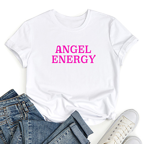 Women's T shirt Graphic Letter Print Round Neck Tops 100% Cotton Basic Basic Top White
Women's T shirt Graphic Letter Print Round Neck Tops 100% Cotton Basic Basic Top White