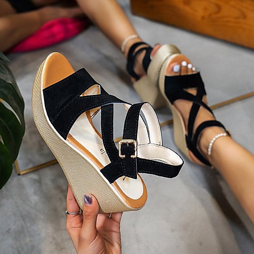 Women's Sandals Wedge Sandals Wedge Heel Round Toe PU Solid Colored Almond Red Black
Women's Sandals Wedge Sandals Wedge Heel Round Toe PU Solid Colored Almond Red Black