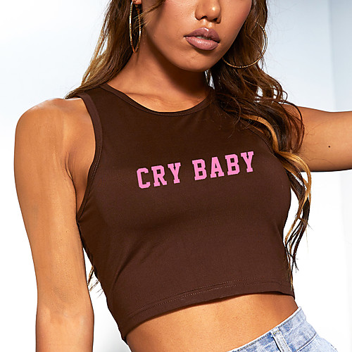 Women's Crop Top Tank Top Vest Letter Print Round Neck Basic Sexy Tops Slim White Black Blushing Pink
Women's Crop Top Tank Top Vest Letter Print Round Neck Basic Sexy Tops Slim White Black Blushing Pink