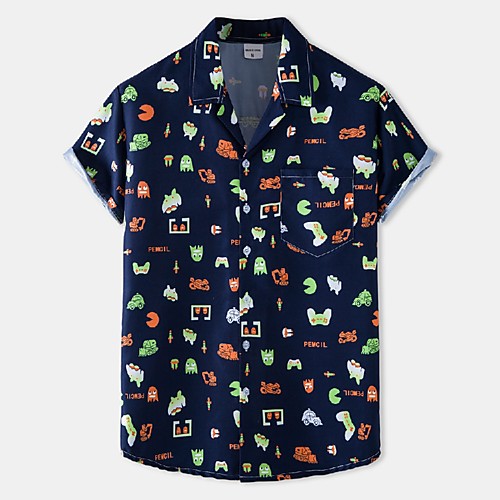 Men's Shirt Other Prints Graphic Print Short Sleeve Casual Tops Hawaiian Classic Collar Navy Blue / Summer / Beach
Men's Shirt Other Prints Graphic Print Short Sleeve Casual Tops Hawaiian Classic Collar Navy Blue / Summer / Beach