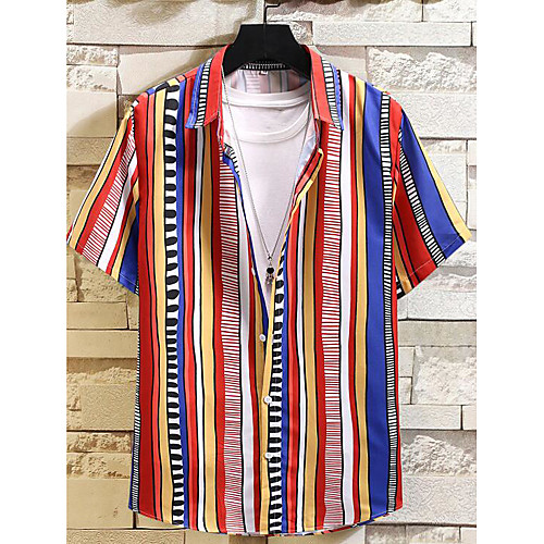 Men's Shirt Other Prints Striped Button-Down Print Short Sleeve Daily Tops 100% Cotton Casual Hawaiian Blue Green
Men's Shirt Other Prints Striped Button-Down Print Short Sleeve Daily Tops 100% Cotton Casual Hawaiian Blue Green