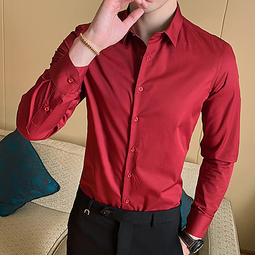 Men's Shirt non-printing Solid Colored Solid Color Long Sleeve Casual Tops Business Formal Casual Standing Collar Blushing Pink Red / Work
Men's Shirt non-printing Solid Colored Solid Color Long Sleeve Casual Tops Business Formal Casual Standing Collar Blushing Pink Red / Work