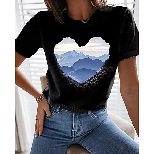 Women's Abstract 3D Printed Painting T shirt Heart Scenery 3D Print Round Neck Basic Tops Black
Women's Abstract 3D Printed Painting T shirt Heart Scenery 3D Print Round Neck Basic Tops Black