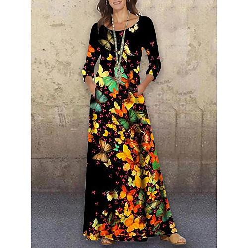 Women's Shift Dress Maxi long Dress Black 3/4 Length Sleeve Print Animal Print Spring Summer Round Neck Casual Holiday 2021 S M L XL XXL 3XL
Women's Shift Dress Maxi long Dress Black 3/4 Length Sleeve Print Animal Print Spring Summer Round Neck Casual Holiday 2021 S M L XL XXL 3XL