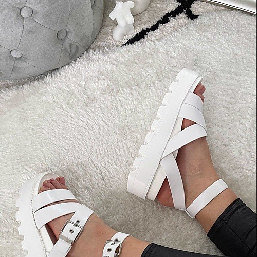 Women's Sandals Platform Sandals Platform Round Toe PU Buckle Solid Colored White Pink
Women's Sandals Platform Sandals Platform Round Toe PU Buckle Solid Colored White Pink