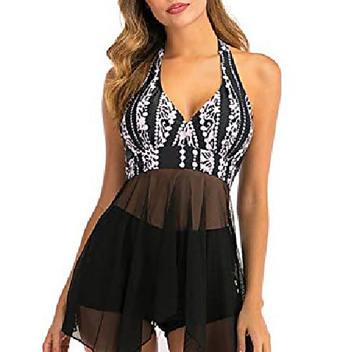 2 pc sleeveless halterneck deep v neck mesh floral high low swim dress padded tankini top and boxer bottom set black pink xl
2 pc sleeveless halterneck deep v neck mesh floral high low swim dress padded tankini top and boxer bottom set black pink xl