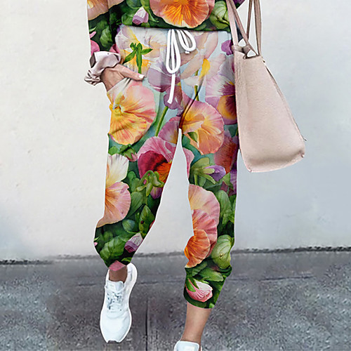 Women's Basic Soft Comfort Going out Gym Palazzo Pants Flower / Floral Full Length Pocket Elastic Drawstring Design Print Blue Blushing Pink
Women's Basic Soft Comfort Going out Gym Palazzo Pants Flower / Floral Full Length Pocket Elastic Drawstring Design Print Blue Blushing Pink