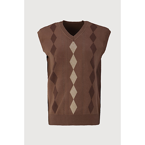 Women's Knitted Argyle Sweater Short Sleeves Sweater Cardigans V Neck Fall Spring Brown
Women's Knitted Argyle Sweater Short Sleeves Sweater Cardigans V Neck Fall Spring Brown
