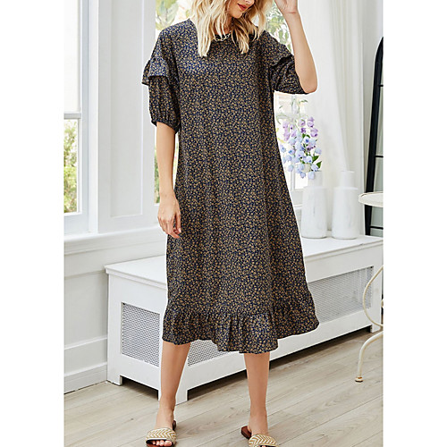 Women's A Line Dress Midi Dress Black Short Sleeve Print Ruffle Print Spring Summer Round Neck Casual 2021 S M L XL
Women's A Line Dress Midi Dress Black Short Sleeve Print Ruffle Print Spring Summer Round Neck Casual 2021 S M L XL