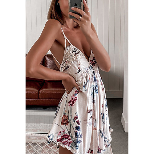 Women's Strap Dress Short Mini Dress Beige Sleeveless Floral Summer V Neck Sexy Holiday 2021 S M L XL
Women's Strap Dress Short Mini Dress Beige Sleeveless Floral Summer V Neck Sexy Holiday 2021 S M L XL
