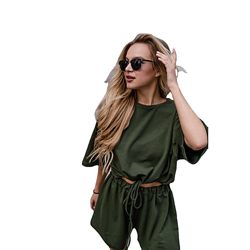 2021 european and american cross-border spring and summer new style hem drawstring waist casual and comfortable street short-sleeved suit 8308
2021 european and american cross-border spring and summer new style hem drawstring waist casual and comfortable street short-sleeved suit 8308