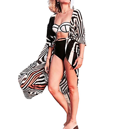 Women's Swimsuit Cover Up Beach Top Swimsuit Lace up Stripe Black Swimwear Bathing Suits New Casual Sexy
Women's Swimsuit Cover Up Beach Top Swimsuit Lace up Stripe Black Swimwear Bathing Suits New Casual Sexy