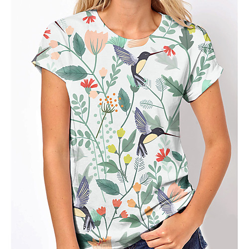 Women's Floral Theme Painting T shirt Floral Plants Print Round Neck Basic Tops White
Women's Floral Theme Painting T shirt Floral Plants Print Round Neck Basic Tops White