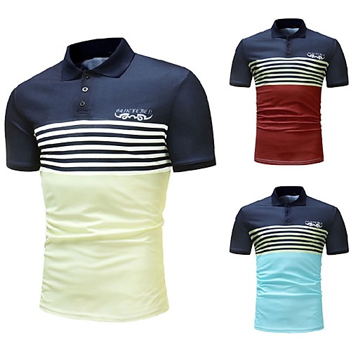 Men's Golf Shirt Tennis Shirt Other Prints Striped Patchwork Short Sleeve Casual Tops Cotton Casual Light Yellow Wine Light Blue / Summer
Men's Golf Shirt Tennis Shirt Other Prints Striped Patchwork Short Sleeve Casual Tops Cotton Casual Light Yellow Wine Light Blue / Summer