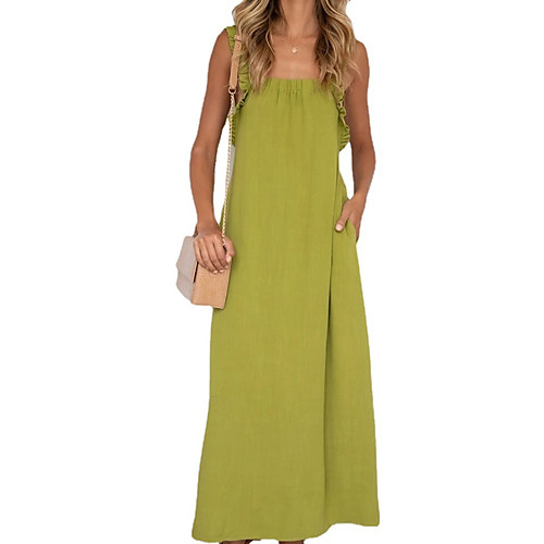 Women's Shift Dress Maxi long Dress Yellow Sleeveless Solid Color Ruffle Summer Boat Neck Casual Holiday 2021 S M L XL
Women's Shift Dress Maxi long Dress Yellow Sleeveless Solid Color Ruffle Summer Boat Neck Casual Holiday 2021 S M L XL