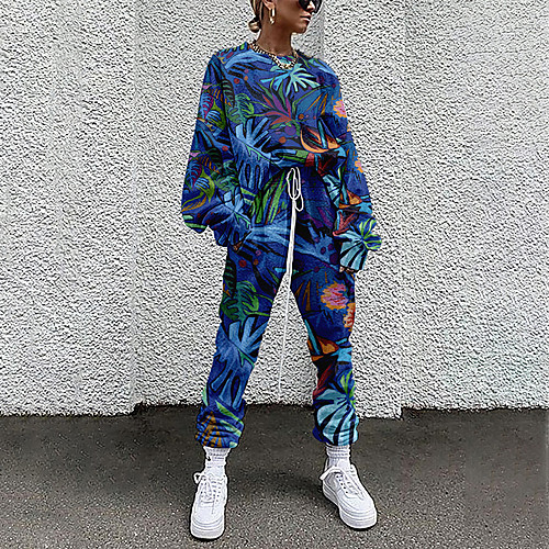 Women's Basic Streetwear Plant Vacation Casual / Daily Two Piece Set Crew Neck Tracksuit T shirt Pant Loungewear Drawstring Print Tops / Loose
Women's Basic Streetwear Plant Vacation Casual / Daily Two Piece Set Crew Neck Tracksuit T shirt Pant Loungewear Drawstring Print Tops / Loose