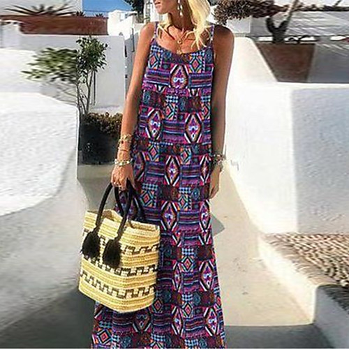 Women's Swing Dress Maxi long Dress Purple Green Sleeveless Print Summer cold shoulder Casual 2021 S M L XL
Women's Swing Dress Maxi long Dress Purple Green Sleeveless Print Summer cold shoulder Casual 2021 S M L XL