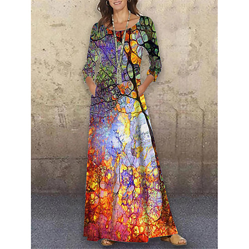 Women's Shift Dress Maxi long Dress Red 3/4 Length Sleeve Floral Print Print Spring Summer Round Neck Casual Holiday 2021 S M L XL XXL 3XL
Women's Shift Dress Maxi long Dress Red 3/4 Length Sleeve Floral Print Print Spring Summer Round Neck Casual Holiday 2021 S M L XL XXL 3XL