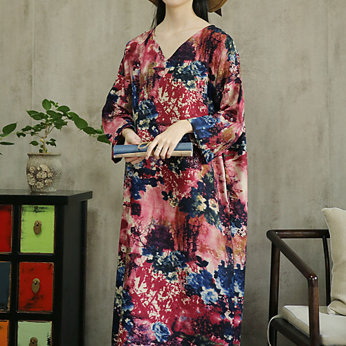 original design spring, autumn and winter models chinese style cotton and linen printing loose retro large size dress long sleeve long robe
original design spring, autumn and winter models chinese style cotton and linen printing loose retro large size dress long sleeve long robe