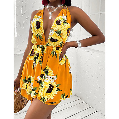 Women's A Line Dress Short Mini Dress Yellow Black Sleeveless Floral Color Block Backless Print Fall Summer Halter Neck Vintage Sexy Holiday 2021 S M L XL / Chiffon
Women's A Line Dress Short Mini Dress Yellow Black Sleeveless Floral Color Block Backless Print Fall Summer Halter Neck Vintage Sexy Holiday 2021 S M L XL / Chiffon