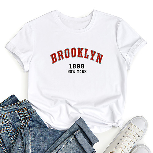 Women's T shirt Graphic Letter Print Round Neck Tops 100% Cotton Basic Basic Top White
Women's T shirt Graphic Letter Print Round Neck Tops 100% Cotton Basic Basic Top White