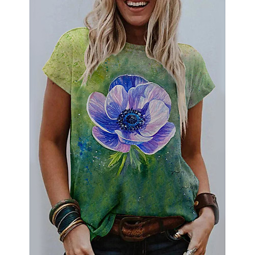 Women's Floral Theme T shirt Floral 3D Print Round Neck Tops Basic Basic Top Green
Women's Floral Theme T shirt Floral 3D Print Round Neck Tops Basic Basic Top Green
