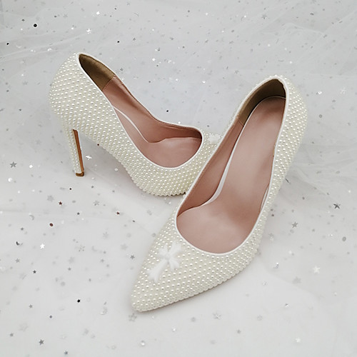 Women's Wedding Shoes Stiletto Heel Pointed Toe Wedding Pumps PU Rhinestone Solid Colored Geometric White
Women's Wedding Shoes Stiletto Heel Pointed Toe Wedding Pumps PU Rhinestone Solid Colored Geometric White