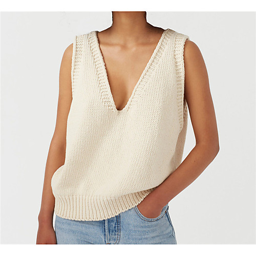 Women's Knitted Solid Color Vest Sleeveless Sweater Cardigans V Neck Fall Winter Blue Blushing Pink Khaki
Women's Knitted Solid Color Vest Sleeveless Sweater Cardigans V Neck Fall Winter Blue Blushing Pink Khaki