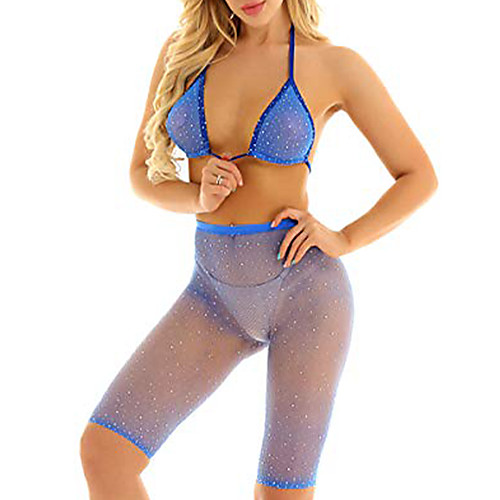 aiihoo women's sparkle glitter sequins fishnet bikini set halter neck see through bra with shorts swimwear blue one size
aiihoo women's sparkle glitter sequins fishnet bikini set halter neck see through bra with shorts swimwear blue one size