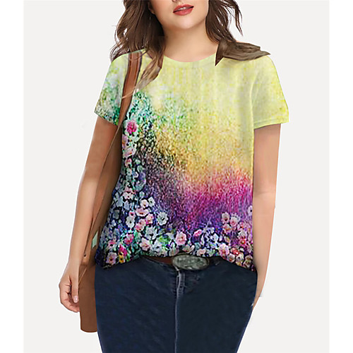 Women's Plus Size Tops T shirt Floral Graphic Print Short Sleeve Crewneck Basic Yellow Big Size XL XXL 3XL 4XL 5XL / Holiday
Women's Plus Size Tops T shirt Floral Graphic Print Short Sleeve Crewneck Basic Yellow Big Size XL XXL 3XL 4XL 5XL / Holiday