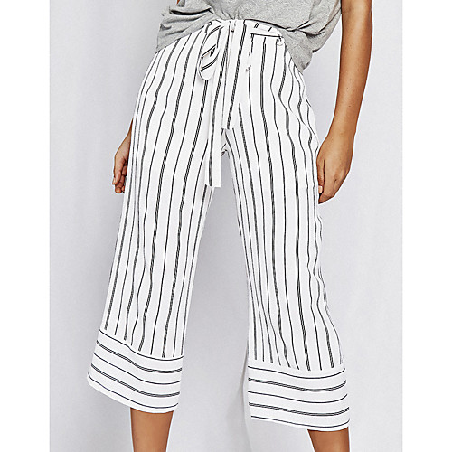 Women's Fashion Streetwear Comfort Going out Work Wide Leg Pants Stripe Calf-Length Novelty White
Women's Fashion Streetwear Comfort Going out Work Wide Leg Pants Stripe Calf-Length Novelty White