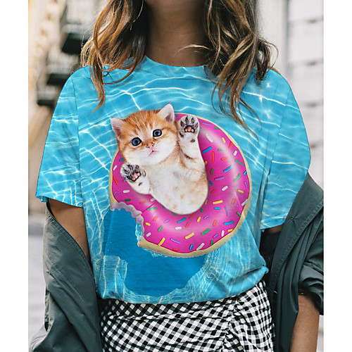 Women's 3D Cat Painting T shirt Cat Graphic 3D Print Round Neck Basic Tops Blue
Women's 3D Cat Painting T shirt Cat Graphic 3D Print Round Neck Basic Tops Blue