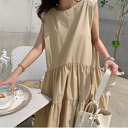Women's Swing Dress Knee Length Dress khaki White Sleeveless Solid Color Spring Summer Casual / Daily 2021 One-Size / Cotton / Cotton
Women's Swing Dress Knee Length Dress khaki White Sleeveless Solid Color Spring Summer Casual / Daily 2021 One-Size / Cotton / Cotton