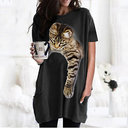Women's T shirt Dress Cat Graphic 3D Round Neck Tops Basic Basic Top Black Wine Army Green
Women's T shirt Dress Cat Graphic 3D Round Neck Tops Basic Basic Top Black Wine Army Green
