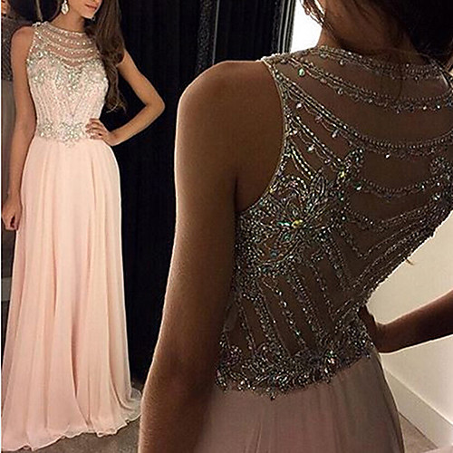 Sheath / Column Luxurious Sparkle Prom Formal Evening Dress Jewel Neck Sleeveless Floor Length Chiffon with Beading 2021
Sheath / Column Luxurious Sparkle Prom Formal Evening Dress Jewel Neck Sleeveless Floor Length Chiffon with Beading 2021